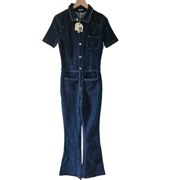 Ser.O.Ya Dark Wash Alice Denim Jumpsuit NWT - Picture 3 of 16